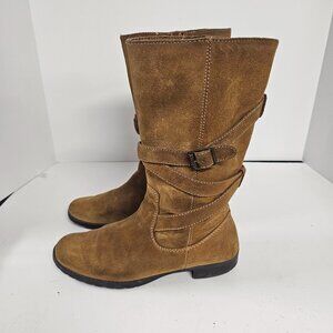 Lauren Ralph Lauren Boot Brown Suede Moto Grunge Casual Buckle 8.5